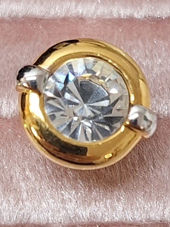 Swarovski Jewelry - Swarovski Gold & Silver Tone Small Clear Crystal Stud Pin Signed Swan